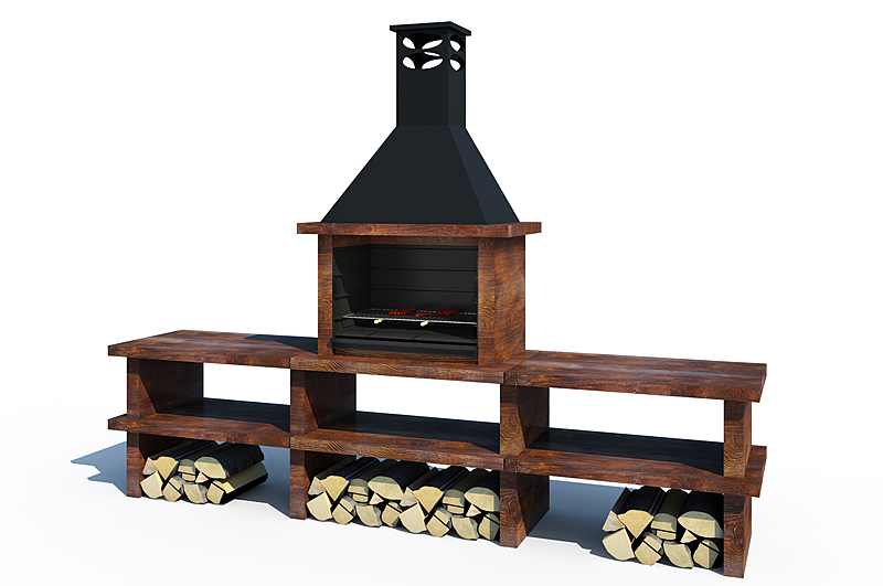 Barbacoa Imitación Madera (dos bancos)